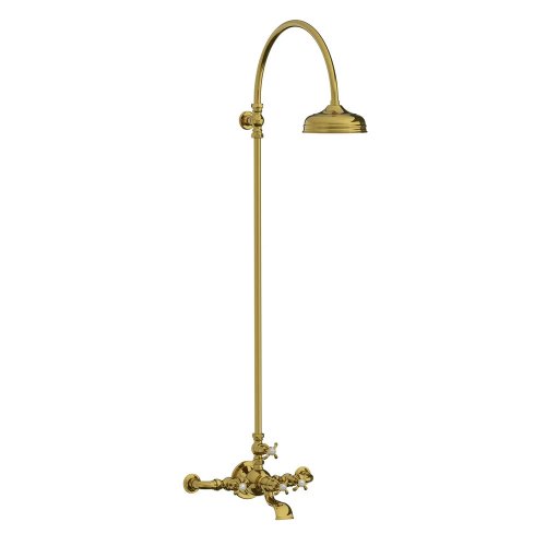  Lefroy Brooks La Chapelle Bateria wannowo-natryskowa ścienna z deszczownicą Ø 200 mm Polished Brass FH1156PB