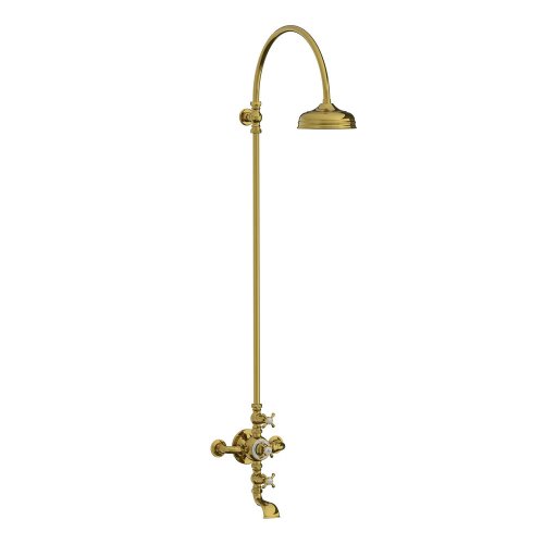 Lefroy Brooks La Chapelle Bateria wannowo-natryskowa termostatyczna ścienna z deszczownicą Ø 200 mm Polished Brass FR8630PB