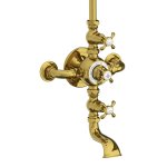 Lefroy Brooks La Chapelle Bateria wannowo-natryskowa termostatyczna ścienna z deszczownicą Ø 200 mm Polished Brass FR8630PB