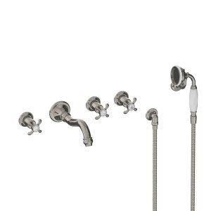 Lefroy Brooks La Chapelle Bateria wannowo-natryskowa podtynkowa 5-otworowa z zestawem prysznicowym Silver Nickel FH1247NK