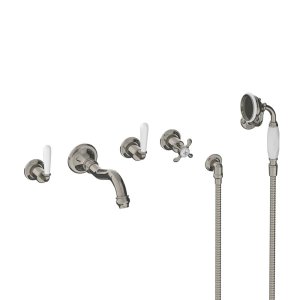  Lefroy Brooks La Chapelle Bateria wannowo-natryskowa podtynkowa 5-otworowa z zestawem prysznicowym Silver Nickel FW1247NK