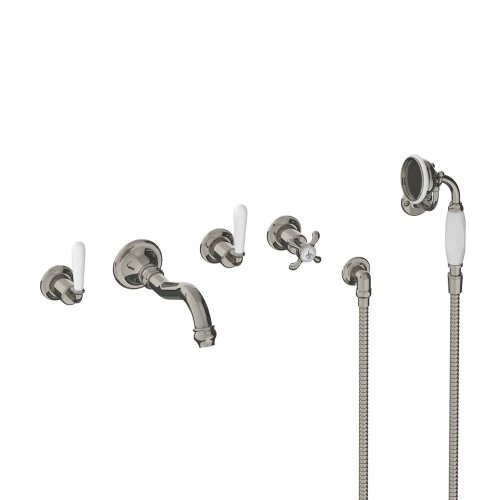  Lefroy Brooks La Chapelle Bateria wannowo-natryskowa podtynkowa 5-otworowa z zestawem prysznicowym Silver Nickel FW1247NK
