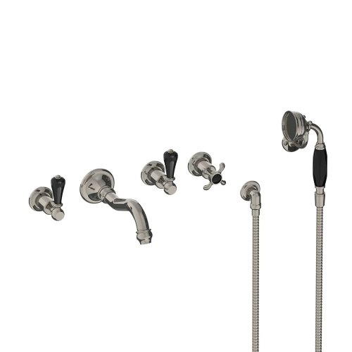 Lefroy Brooks La Chapelle Bateria wannowo-natryskowa podtynkowa 5-otworowa z zestawem prysznicowym Silver Nickel CR1247NK