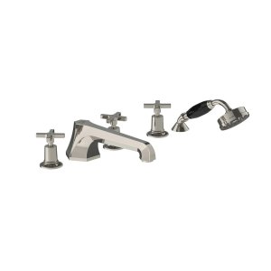 Lefroy Brooks Mackintosh Bateria wannowa 5-otworowa z wyciąganym zestawem prysznicowym Silver Nickel MH1260NK