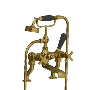 Lefroy Brooks Mackintosh Bateria wannowa 2-otworowa z zestawem prysznicowym Antique Gold MH1100AG