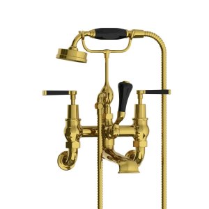 Lefroy Brooks Mackintosh Bateria wannowa ścienna z zestawem prysznicowym Polished Brass MB1166PB