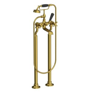 Lefroy Brooks Mackintosh Bateria wannowa wolnostojąca z zestawem prysznicowym Polished Brass MH1144PB