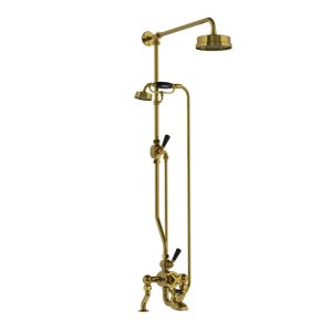 Lefroy Brooks Mackintosh Bateria wannowa termostatyczna 2-otworowa z deszczownicą Ø 154 mm i zestawem prysznicowym Antique Gold DMMK8824AG