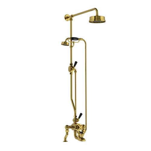 Lefroy Brooks Mackintosh Bateria wannowa termostatyczna 2-otworowa z deszczownicą Ø 154 mm i zestawem prysznicowym Polished Brass DMMK8824PB