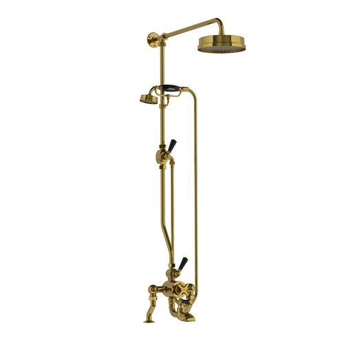 Lefroy Brooks Mackintosh Bateria wannowa termostatyczna 2-otworowa z deszczownicą Ø 197 mm i zestawem prysznicowym Polished Brass DMMK8825PB