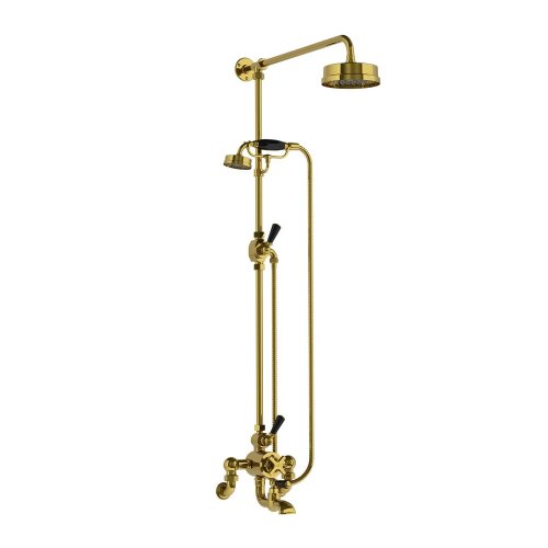 Lefroy Brooks Mackintosh Bateria wannowa termostatyczna 2-otworowa z deszczownicą Ø 154 mm i zestawem prysznicowym Polished Brass WMMK8824PB