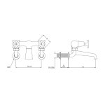 Lefroy Brooks Mackintosh Bateria wannowa 2-otworowa ścienna Chrom MH1151CP