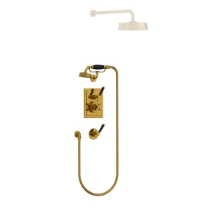 Lefroy Brooks Mackintosh Bateria natryskowa termostatyczna ze słuchawką prysznicową Antique Gold MB8712AG