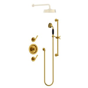 Lefroy Brooks Mackintosh Bateria natryskowa termostatyczna ze słuchawką prysznicową na drążku Polished Brass MK8804PB