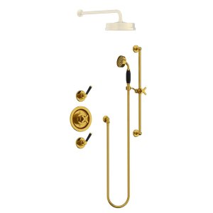 Lefroy Brooks Mackintosh Bateria natryskowa termostatyczna ze słuchawką prysznicową na drążku Polished Brass MB8804PB