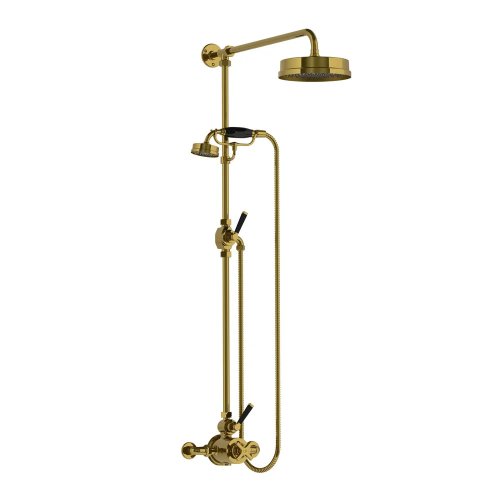 Lefroy Brooks Mackintosh Bateria natryskowa termostatyczna 2-otworowa z deszczownicą Ø 197 mm Antique Gold MB8704AG