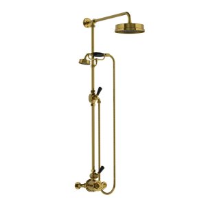 Lefroy Brooks Mackintosh Bateria natryskowa termostatyczna 2-otworowa z deszczownicą Ø 197 mm Antique Gold MK8704AG