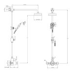 Lefroy Brooks Mackintosh Bateria natryskowa termostatyczna 2-otworowa z deszczownicą Ø 154 mm oraz ze słuchawką na ruchomym uchwycie Chrom ML8743CP