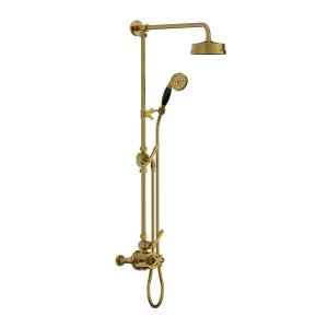 Lefroy Brooks Mackintosh Bateria natryskowa termostatyczna 2-otworowa z deszczownicą Ø 154 mm oraz ze słuchawką na ruchomym uchwycie Antique Gold ML8743AG