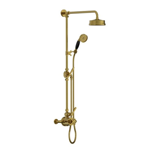 Lefroy Brooks Mackintosh Bateria natryskowa termostatyczna 2-otworowa z deszczownicą Ø 154 mm oraz ze słuchawką na ruchomym uchwycie Antique Gold ML8743AG