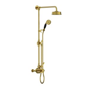 Lefroy Brooks Mackintosh Bateria natryskowa termostatyczna 2-otworowa z deszczownicą Ø 154 mm oraz ze słuchawką na ruchomym uchwycie Polished Brass ML8743PB