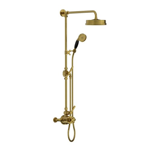Lefroy Brooks Mackintosh Bateria natryskowa termostatyczna 2-otworowa z deszczownicą Ø 197 mm oraz ze słuchawką na ruchomym uchwycie Antique Gold ML8744AG