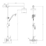 Lefroy Brooks Mackintosh Bateria natryskowa termostatyczna 2-otworowa z deszczownicą Ø 154 mm oraz ze słuchawką na ruchomym uchwycie Chrom MB8743CP