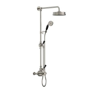 Lefroy Brooks Mackintosh Bateria natryskowa termostatyczna 2-otworowa z deszczownicą Ø 197 mm oraz ze słuchawką na ruchomym uchwycie Silver Nickel MK8744NK