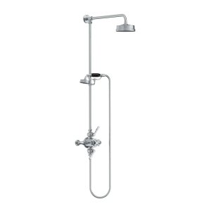 Lefroy Brooks Mackintosh Bateria natryskowa termostatyczna 2-otworowa z deszczownicą Ø 154 mm oraz ze słuchawką na kolumnie Chrom ML8741CP