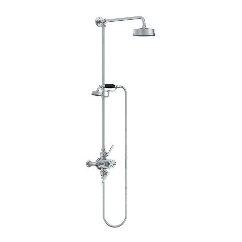Lefroy Brooks Mackintosh Bateria natryskowa termostatyczna 2-otworowa z deszczownicą Ø 154 mm oraz ze słuchawką na kolumnie Chrom ML8741CP