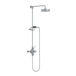 Lefroy Brooks Mackintosh Bateria natryskowa termostatyczna 2-otworowa z deszczownicą Ø 197 mm oraz ze słuchawką na kolumnie Chrom ML8742CP