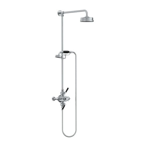Lefroy Brooks Mackintosh Bateria natryskowa termostatyczna 2-otworowa z deszczownicą Ø 154 mm oraz ze słuchawką na kolumnie Chrom MB8741CP