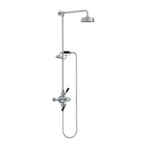 Lefroy Brooks Mackintosh Bateria natryskowa termostatyczna 2-otworowa z deszczownicą Ø 154 mm oraz ze słuchawką na kolumnie Chrom MK8741CP