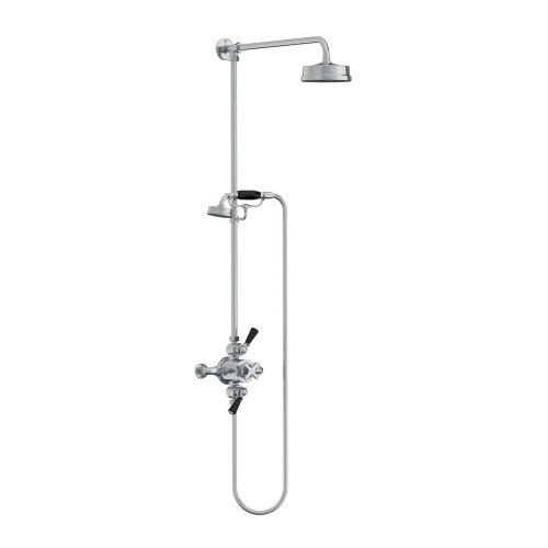 Lefroy Brooks Mackintosh Bateria natryskowa termostatyczna 2-otworowa z deszczownicą Ø 154 mm oraz ze słuchawką na kolumnie Chrom MK8741CP