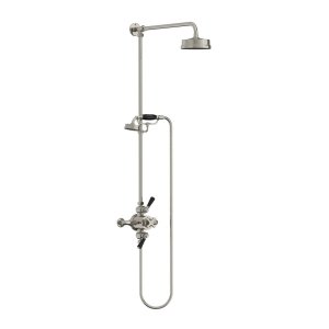 Lefroy Brooks Mackintosh Bateria natryskowa termostatyczna 2-otworowa z deszczownicą Ø 154 mm oraz ze słuchawką na kolumnie Silver Nickel MK8741NK