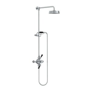 Lefroy Brooks Mackintosh Bateria natryskowa termostatyczna 2-otworowa z deszczownicą Ø 197 mm oraz ze słuchawką na kolumnie Chrom MK8742CP