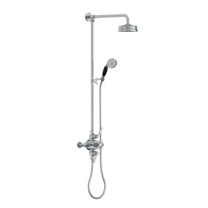 Lefroy Brooks Mackintosh Bateria natryskowa termostatyczna 2-otworowa z deszczownicą Ø 154 mm oraz ze słuchawką na kolumnie Chrom ML8753CP
