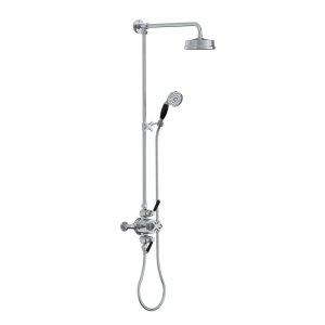 Lefroy Brooks Mackintosh Bateria natryskowa termostatyczna 2-otworowa z deszczownicą Ø 154 mm oraz ze słuchawką na kolumnie Chrom MB8753CP