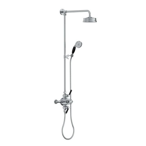 Lefroy Brooks Mackintosh Bateria natryskowa termostatyczna 2-otworowa z deszczownicą Ø 154 mm oraz ze słuchawką na kolumnie Chrom MB8753CP