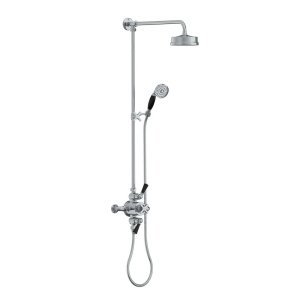 Lefroy Brooks Mackintosh Bateria natryskowa termostatyczna 2-otworowa z deszczownicą Ø 154 mm oraz ze słuchawką na kolumnie Chrom MK8753CP