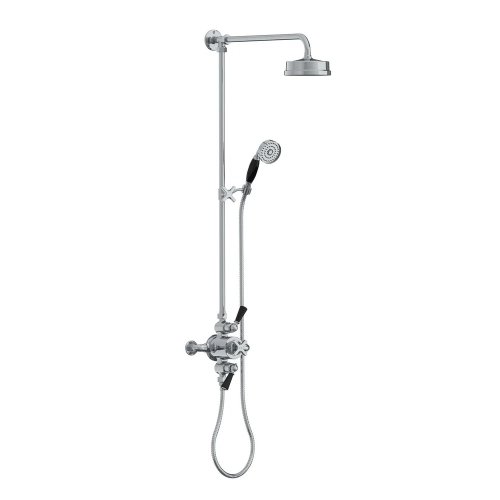 Lefroy Brooks Mackintosh Bateria natryskowa termostatyczna 2-otworowa z deszczownicą Ø 154 mm oraz ze słuchawką na kolumnie Chrom MK8753CP