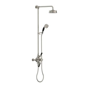 Lefroy Brooks Mackintosh Bateria natryskowa termostatyczna 2-otworowa z deszczownicą Ø 154 mm oraz ze słuchawką na kolumnie Silver Nickel MK8753NK