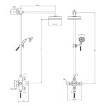 Lefroy Brooks Mackintosh Bateria natryskowa termostatyczna 2-otworowa z deszczownicą Ø 197 mm oraz ze słuchawką na kolumnie Chrom MK8754CP