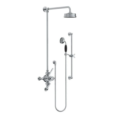 Lefroy Brooks Mackintosh Bateria natryskowa termostatyczna 3-otworowa z deszczownicą Ø 154 mm oraz ze słuchawką na drążku Chrom ML8748CP