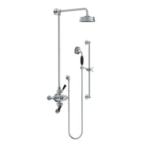 Lefroy Brooks Mackintosh Bateria natryskowa termostatyczna 3-otworowa z deszczownicą Ø 154 mm oraz ze słuchawką na drążku Chrom MK8748CP