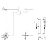 Lefroy Brooks Mackintosh Bateria natryskowa termostatyczna 3-otworowa z deszczownicą Ø 154 mm oraz ze słuchawką na drążku Chrom MK8748CP