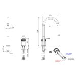 Remer Atelier Bateria umywalkowa jednouchwytowa wysoka dwuotworowa Visual Inox AL57LXV