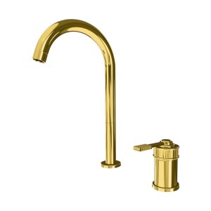 Remer Atelier Bateria umywalkowa jednouchwytowa wysoka dwuotworowa Shiny Gold AL57LDO