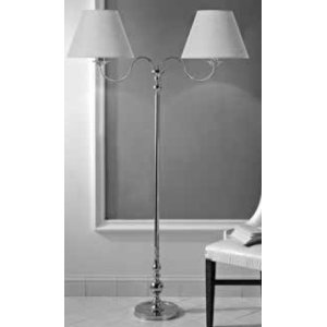 Sbordoni Libra Lampa podłogowa z 2 czarnymi lnianymi kloszami chrom LB032CR