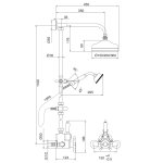 Sbordoni Londra Bateria prysznicowa termostatyczna z przełącznikiem z drążkiem, wężem, słuchawką, ramieniem i deszczownicą Ø 20 cm Natural Brass LO4171s200ON